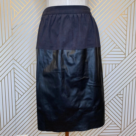 Zara Basic Black Faux‎ Suede Leather Pencil Skirt - Picture 1 of 8